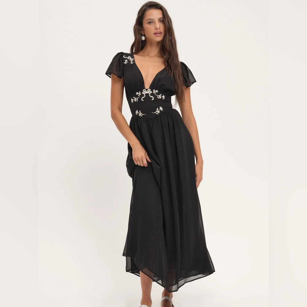 NWT For Love & Lemons Emmie Chiffon Maxi Dress
